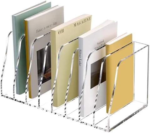 SANRUI Acrylic Desk File Organizer, 8 Slot Clear Magazine File Holder by SANRUI