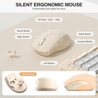 Wireless Keyboard and Mouse Combo,2.4G Ergonomic Wave Keys(Latte Color-B) - Image 7
