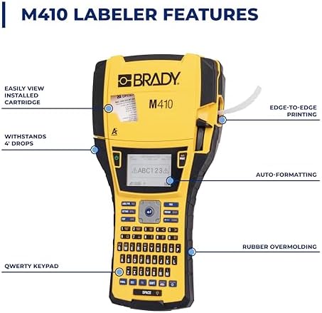 Brady M410 Handheld Portable Label Printer Kit with Carrying Case, Label Cartridge, Rechargeable Battery and Charger, 11.5" H x 6" W x 3.5" H - Image 3
