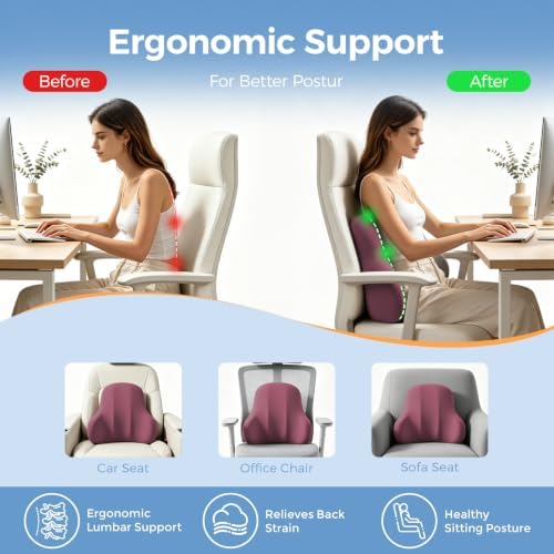 BABUR Car Lumbar Support Pillow Memory Foam Back Cushion for Driver Seat - Image 4