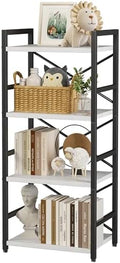 Homeiju 4 Tier Small White Metal Bookcase for CD/Movie/Book, Book Shelf Organization and Storage for Living Room, Kid's Room, and Home Furniture - 1018WH by Homeiju