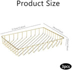 3 Pack Wire File Tray Gold Paper Desk Organizer Magazine Storage Basket Bin for Office Home Classroom School Pantry Kitchen Living Room - Image 2