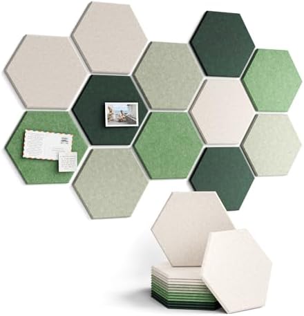 Fluxynara 12-Pack Hexagon Felt Bulletin Board Tiles, Sagewood by FLUXYNARA