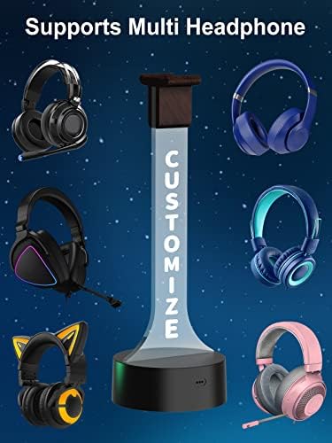 YuanDian Personalized Light up Headphone Stand for Desk, Gaming Headset Holder RGB with 16 Color Lights for Game Room Decor, Cool Gamer Gifts for Men Boyfriend (Customize) - Image 6