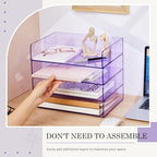 Harloon 4 Tier Paper Organizer Clear Purple Letter Tray Acrylic File Tray - Image 3
