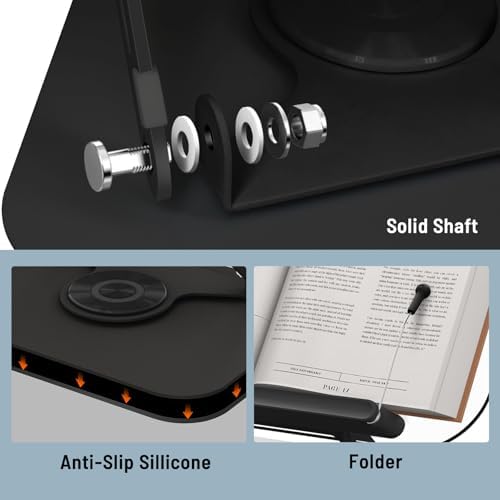 Acrylic Book Stand for Reading Hands Free - Adjustable 360° Rotating Cookbook Holder with Elastic Page Clips & Foldable Base, Multi-Angle Desktop Display Stand for Recipes, Laptops, Tablets, Bibles - Image 5