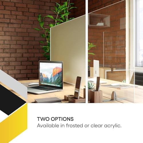 OBEX Acrylic Free Standing Screen, Divider for Desk Privacy Home & Office Partitions for Table Top Workstation, Portable Cubicle Panel for Work, 24" x 48", Clear - Image 2