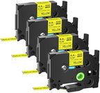 GREENCYCLE 4 Pack Compatible for Brother P-Touch Hse621 Hse-621 Hs-621 Hs621 Heat Shrink Tube Label Tape Hse 8.8mm 0.34" Black on Yellow Label Tape for PTD400 PTD600 PTH300 PTE300 PTE500 PTE550W by greencycle