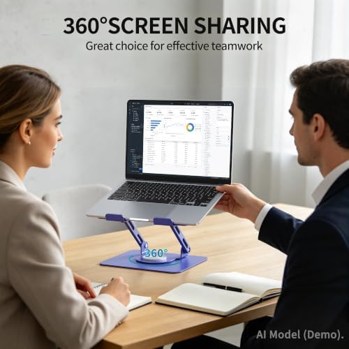 SOUNDANCE 360 Rotating Laptop Stand, Adjustable Riser,10-17", Purple - Image 2