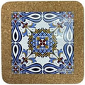 Portugal Azulejo Tiles, Ethnic Portugese Ceramic Tiles - Cork Trivets - Home & Wall Decorations (7.8 Inch - 20cm) (Portugal in Red Blue Flower Azul) by GOLDTON