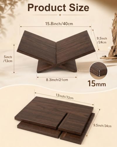 UCEC Brown Wooden Book Stand, X-Frame Open Book Holder for Bible, 15.8-in - Image 2