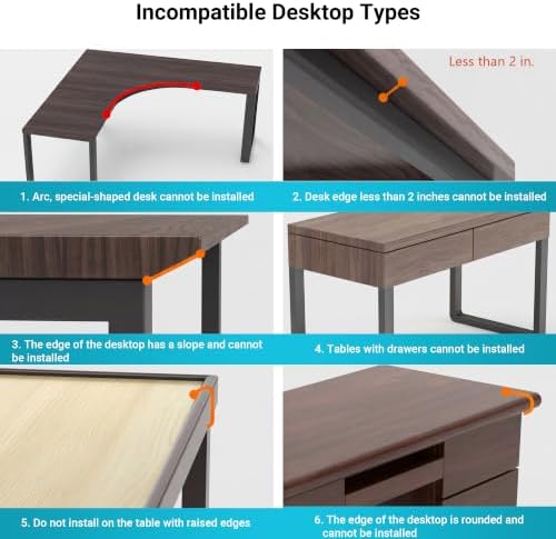 BONTEC Ergonomic Desk Extender Tray, 9.5"x9.1" Table Mount Arm Wrist Rest Shelf, 90° Foldable Elbow Support, Clamp on Computer Arm Rest for Desk, Office & Home Use, Durable & Easy to Install, Walnut - Image 4