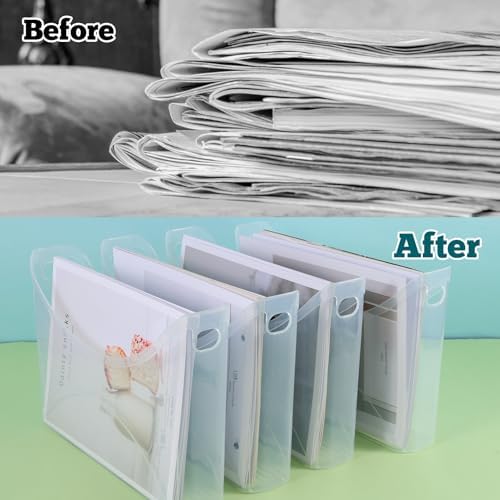 6 Pack Scrapbook Paper Storage with Handle Clear Vinyl Sheets Storage Bins Organizer Plastic Scrapbook Paper Holder for 12x12 Inch Craft Papers Book Cardstock Files Magazines Documents - Image 6