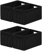 joybest Black Wicker Baskets for Shelves, Hand-woven Storage Baskets by joybest