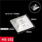 Zip Tie Mounts 300Pcs HS Type Nylon Cable Clamps Self Adhesive Cord Clip Mount Wire Tie Fix Holder Desk Line Organizer Managements For Home Office Cable Management(White HS-102) - Image 2