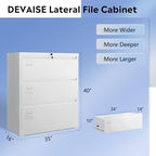 DEVAISE 3 Drawer Lateral File Cabinet with Lock, Assembly Required - Image 3
