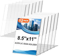 EHWINE 12 Pack Acrylic Sign Holder 8.5 x 11, L Shape Clear Plastic Display Stand, Slanted Back Picture Frame Menu Flyer Paper Display Stand up Table Top Sign Holders for Restaurant, Office and School by EHWINE