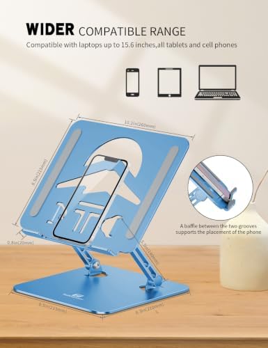 Z-Shaped Laptop Stand for Desk Fits 10"-16" Notebook, Dark Blue - Image 6