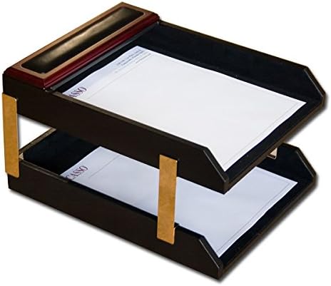 Dacasso Rosewood and Leather Desk Set, 10-Piece - Image 5