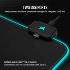 Corsair MM700 RGB Extended 3XL Cloth Gaming Mouse Pad/Desk Mat - Massive 1,220mm x 610mm (48” x 24”) Cloth Surface, 360° Three-Zone RGB Lighting, Two USB Ports - Black - Image 5