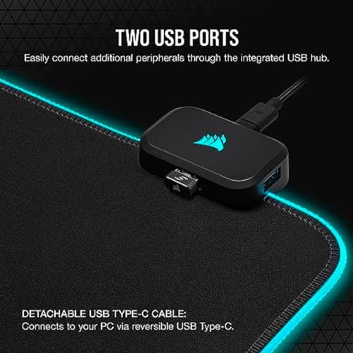 Corsair MM700 RGB Extended 3XL Cloth Gaming Mouse Pad/Desk Mat - Massive 1,220mm x 610mm (48” x 24”) Cloth Surface, 360° Three-Zone RGB Lighting, Two USB Ports - Black - Image 5