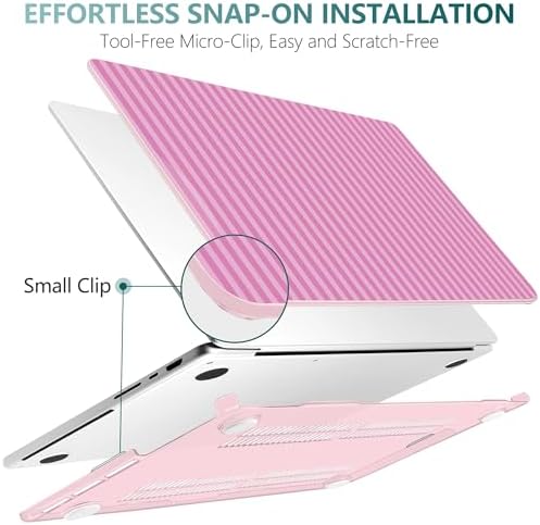 DONGKE Compatible with MacBook Pro 16 Inch Case (2026-2021 Release, M5 M4 M3 M2 M1 Pro/Max Chip), Plastic Hard Shell with Keyboard Cover & Screen Protector for MacBook Pro 16", Pink Stripes - Image 6
