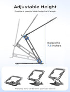 JCZT Adjustable Laptop Stand for Desk, Metal Foldable Laptop Riser, Black - Image 3
