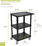 Pearington 3-Tier Compact Multi-Purpose Utility Cart with Lockable Wheels and Ergonomic Handle, Black, 2 Pack - Image 2