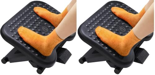ErGear Under Desk Footrest, Adjustable Foot Rest with 3 Height Settings and 30-Degree Angle, Ergonomic Desk Foot Rest with Massage Texture, Foot and Leg Rest for Home & Office (Pack of 2) by ErGear