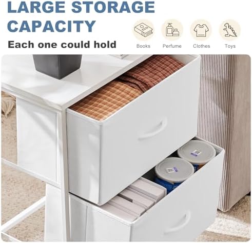 DUMOS Night Stand Small Dresser for Bedroom with 2 Drawers, Bedside Table - Image 4