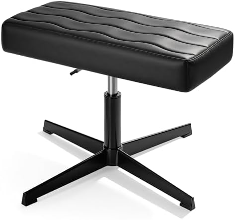 VECELO Under Desk Footrest, PU Ergonomic Foot Rest with Comfort Padding, Height Adjustable for Relieving Leg Pain, Stiffness, and etc, Black by VECELO
