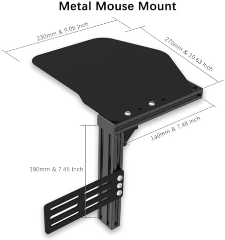 EG STARTS 1x Metal Extend Mouse Pad Holder Platform, Adjustable Horizontally & Height for Desk & Chair Extend Metal Computer Mouse Desk Mount Pads, Flight Joystick Mount Extension Attachment - Image 2