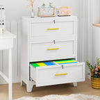 3 Drawer File Cabinet with Lock, Small Filing Cabinet for Home Office - Image 2
