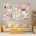 Foldable Large Bulletin Board, 72x48 Inches Cork Board Alternative, Large Felt Board Decorative Pin Board for Wall, Foldable Photo Board Self-Adhesive Vision Board with 36 Pushpins Khaki - Image 3