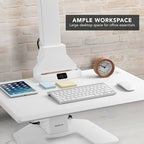 Mount-It! Electric Standing Desk Converter, Motorized Sit Stand Desk Riser with Dual Monitor Mounts, Adjustable Height Ergonomic Workstation with 28” Wide Platform and Tablet/Phone Slot, White - Image 5