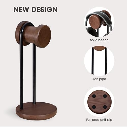 Fenge Headphone Stand with Storage Base, Headset Holder for Desktop, Brown - Image 4