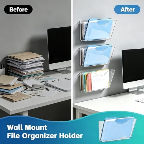 SUPEASY Acrylic Wall File Holder, 6 Pack Clear Wall Mounted File Organizer - Image 7