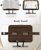 Book Stands for Reading,Adjustable Book Holder with 360° Rotating Metal Base,Foldable Cookbook Stand, Reading Hands Free with ABS Expandable Page Clips for Recipe,Textbook,Laptop - Image 3
