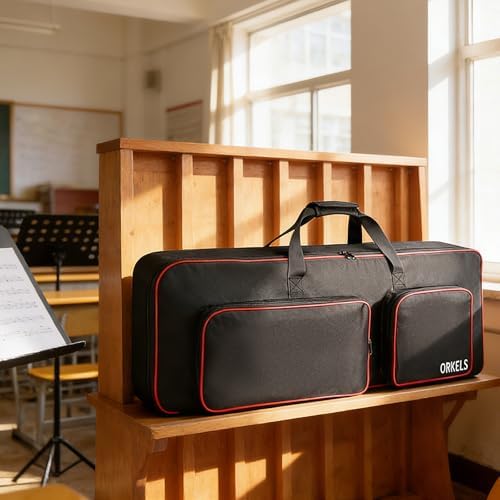 ORKELS 61-Key Keyboard Case, 10mm Padded Electric Piano Gig Bag with Shoulder Straps, Handles & 2 Accessories Pocket - Image 7