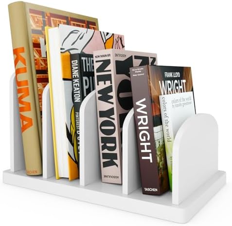 Cook Book Organizer, 4 Sections, Recipe Book Holder Rack, Tabletop Stand for Convenient Cookbook Storage, Vertical Cook Book Stand Kitchen, Binder Holder for Desk & Countertop (White) by CraftSaints