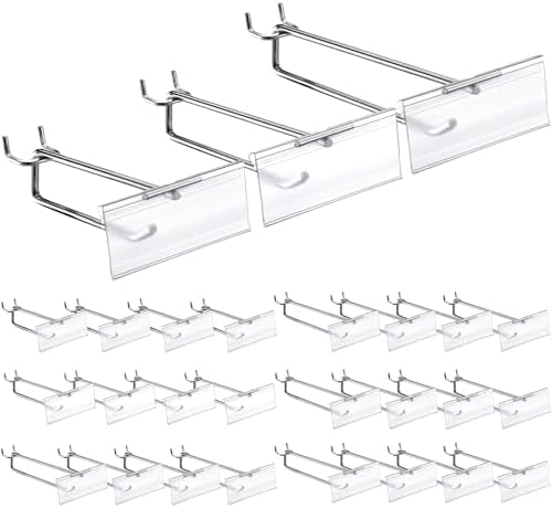 Thyle 30 Pcs Metal Scan Hook with Label Holder for 1/8" to 1/4" Pegboard, Peg Board Hooks with Price Tag, Pegboard Wall Accessories for Home Garage Retail Display Supplies (4,6,8 Inch) by Thyle