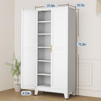 White Metal Storage Cabinet,75" Steel Cabinets for Home Office - Image 3