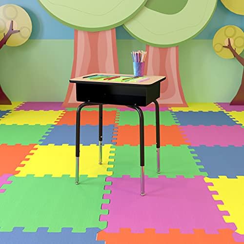 Flash Furniture Metal Student Desk with Open Book Box, Natural, 10-Pack - Image 2