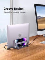 UGREEN 2-Slot Vertical Laptop Stand Holder Desk Compatible with MacBook Pro Air Laptop Stand Desktop Adjustable, Lenovo Ideapad, Surface Book, HP Notebook, Dell Chromebook Up to 17.3 Inch, Space Gray - Image 6