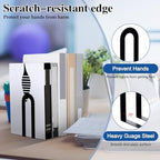 Chunful 12 Pcs Black Modern Metal Book Ends for Shelves Decorative Small Bookends Book Shelf Organizer Minimalist Design Stopper to Hold Books for Office (Round) - Image 6