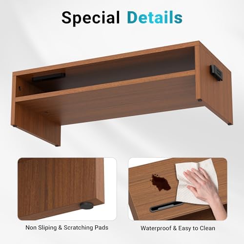 BONTEC Wood Monitor Stand Riser, 2-Tier Desktop Organizer - Image 7