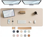 Large Desk Pad Non-Slip Desk Mat Protector for Keyboard Mouse Waterproof Vegan Leather Surface Faux Leather Laptop Mat Smooth Mouse Pad Premium Gift Tube Warm Beige 55" x 23" by Promattoo