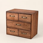 Multi Layer Storage Drawer Desktop Storage Cabinet with Five Drawers Solid Wood Organizer with Metal Pull Handles Rectangular Space Saving Profile - Image 7