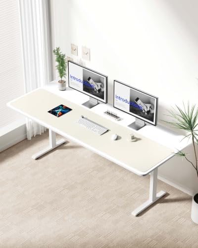 YSAGi Leather Desk Protector, Office Mat, Large Mouse Mat, Non-Slip PU Leather Blotter, Laptop Desk Mat, Waterproof Writing Pad for Office and Home(Cream, 63" x 17.2") - Image 3