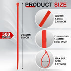 SATINIOR 500 Pcs 8 Inch Red Plenum Cable Ties Bulk, 50 lb Zip Ties - Image 2